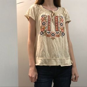Lucky Brand embroidered boho top